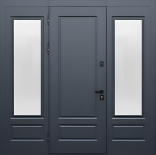 Входная остекленная группа с терморазрывом и панелями МДФ цвета антрацит